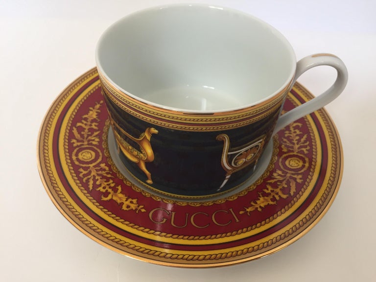 Gucci Porcelain Tea Cups and Saucers Set of 2 at 1stDibs gucci tea