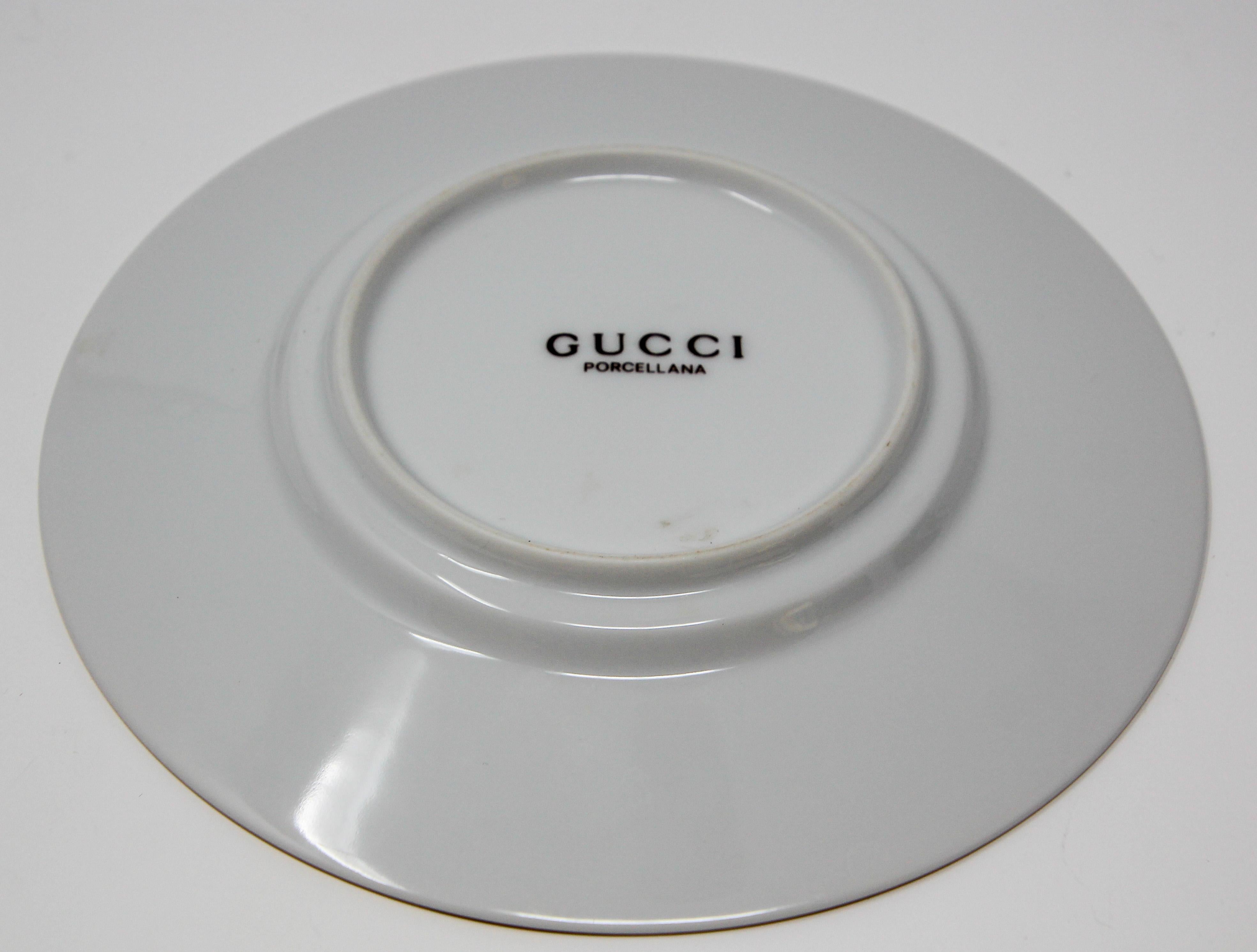 20th Century Gucci Porcelain Tea Cups and Saucers Set of 2