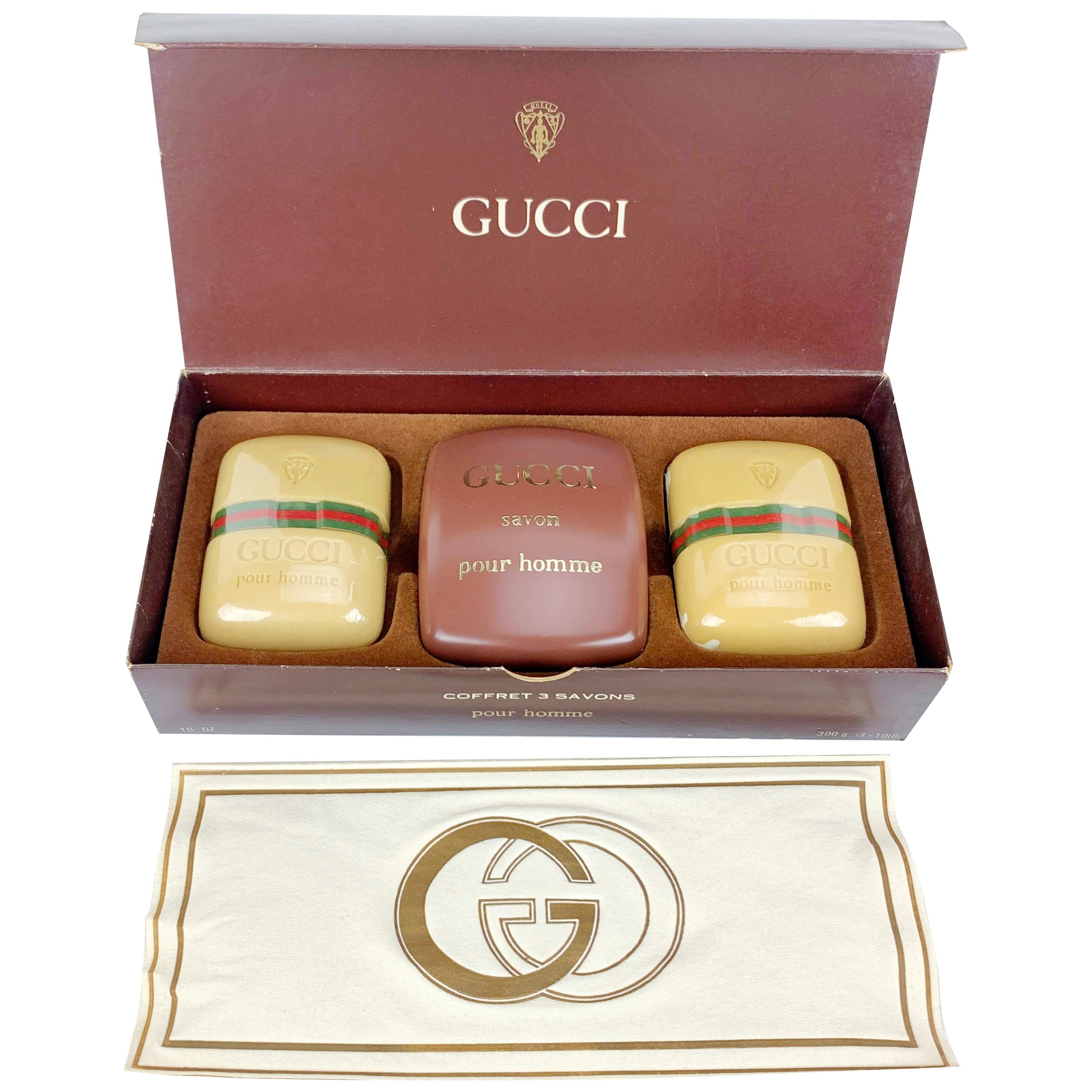 Gucci Pour Homme Vintage Set of 3 Soap Bar and Soap Dish Home Decor