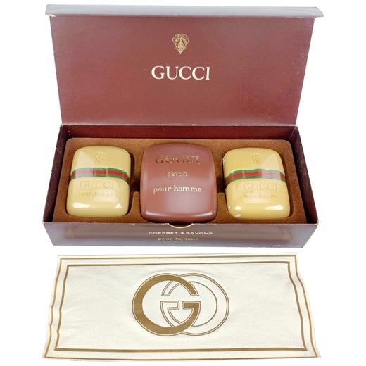 Gucci Pour Homme Vintage Set of 3 Soap Bar and Soap Dish Home Decor at  1stDibs | gucci soap bar, gucci bar