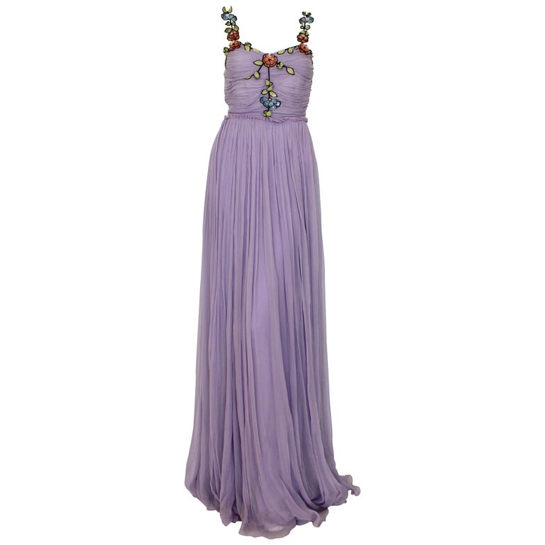 GUCCI Pre-fall 2016 Lilac gown For Sale at 1stDibs | gucci gown, purple gucci  dress, gucci gowns