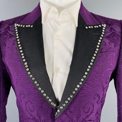GUCCI Pre-Fall 2018 Size 36 Purple Black Jacquard Wool Silk Sport Coat