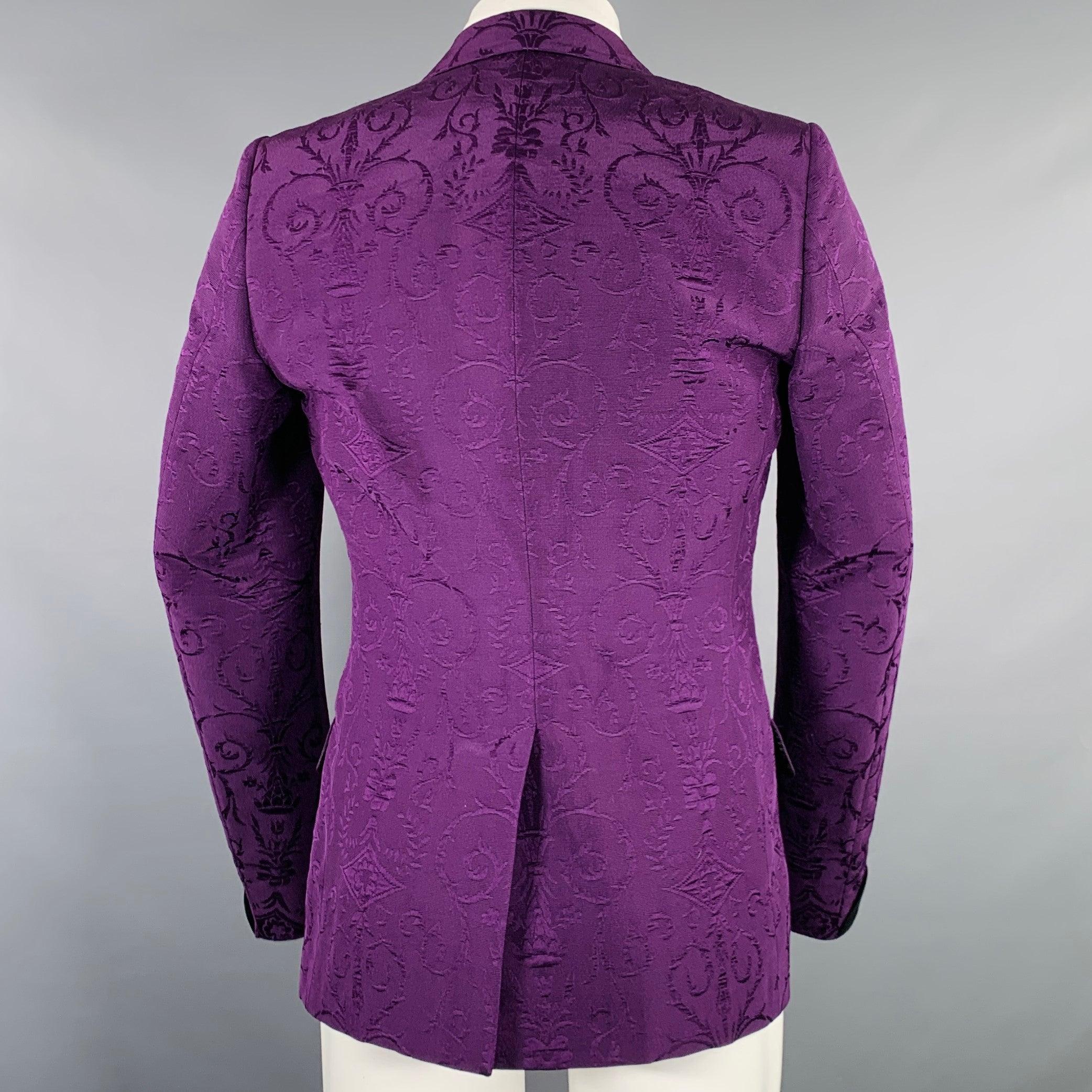 Gucci Pre-Fall 2018 Taille 36 Manteau de sport en laine et soie Jacquard violet et noir Excellent état - En vente à San Francisco, CA