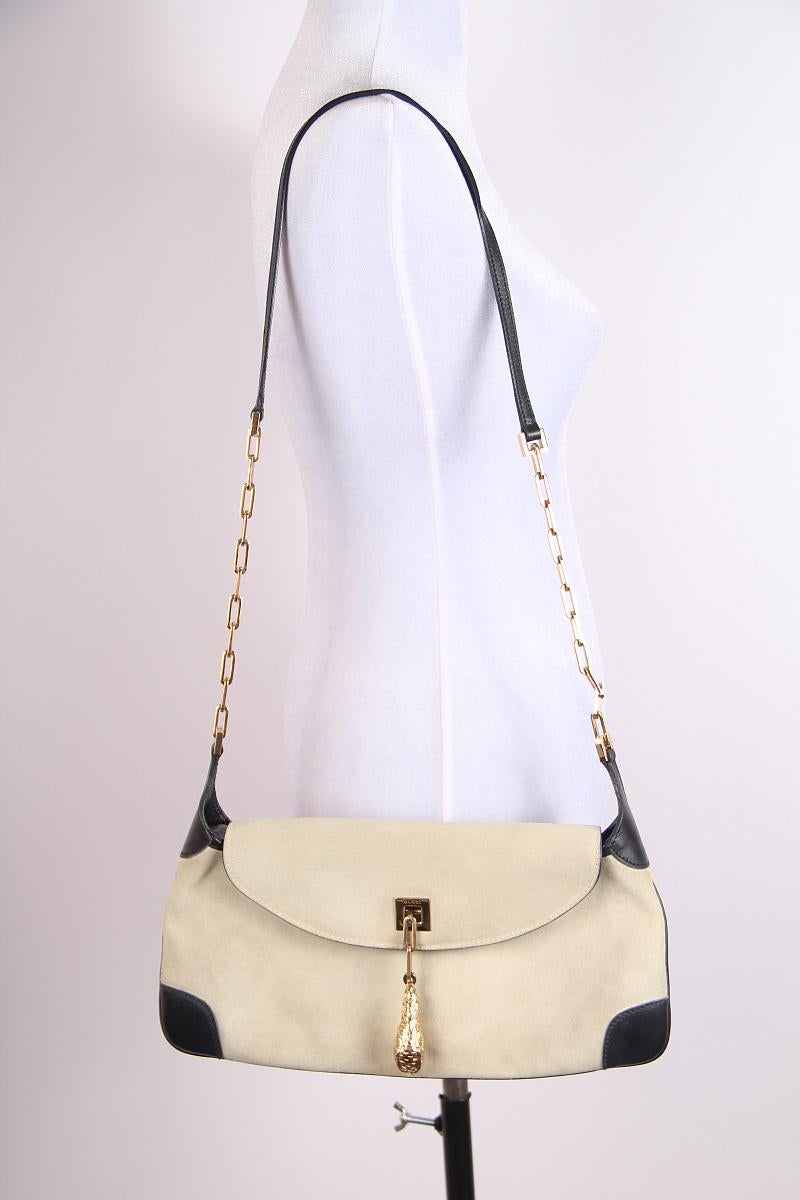 Gucci Pre-Owned 20th Century Suede Tiger Head shoulder bag im Angebot 1