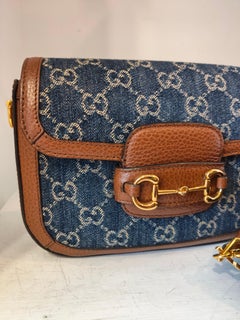 Gucci Pre-Owned Horsebit 1955 GG Denim Mini shoulder bag