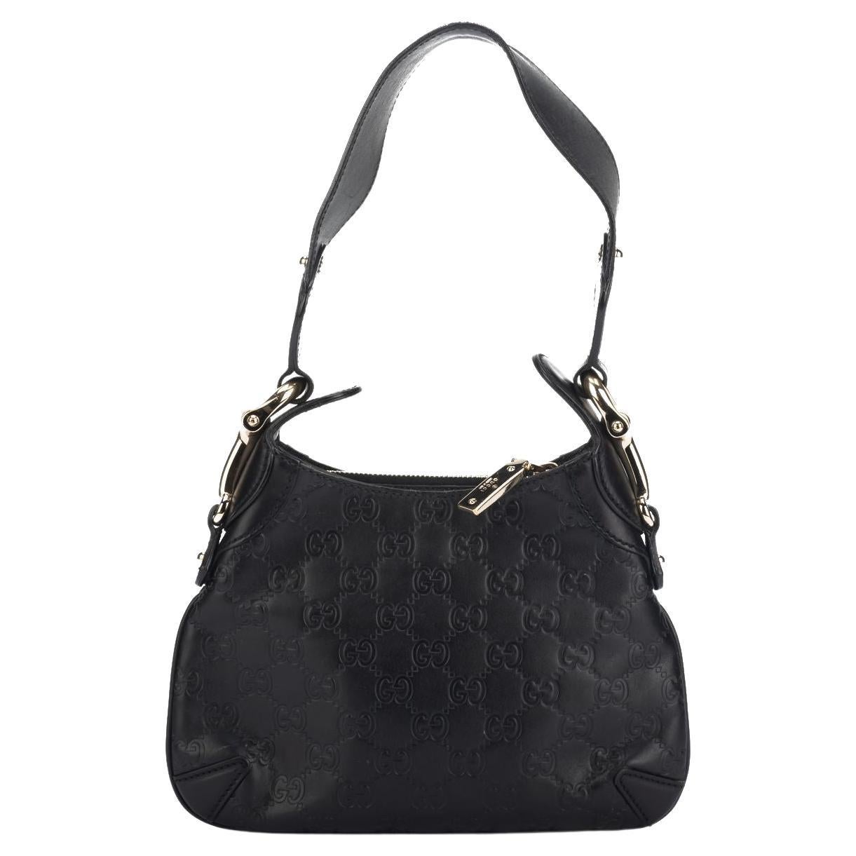 Gucci Preloved Black GG Shoulder Bag For Sale