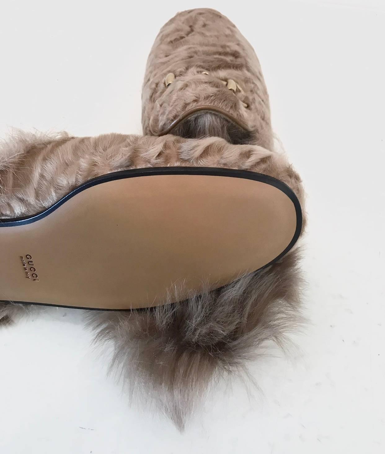 Gucci  Princentown Moccasins in Beige Fur 2017 For Sale 1