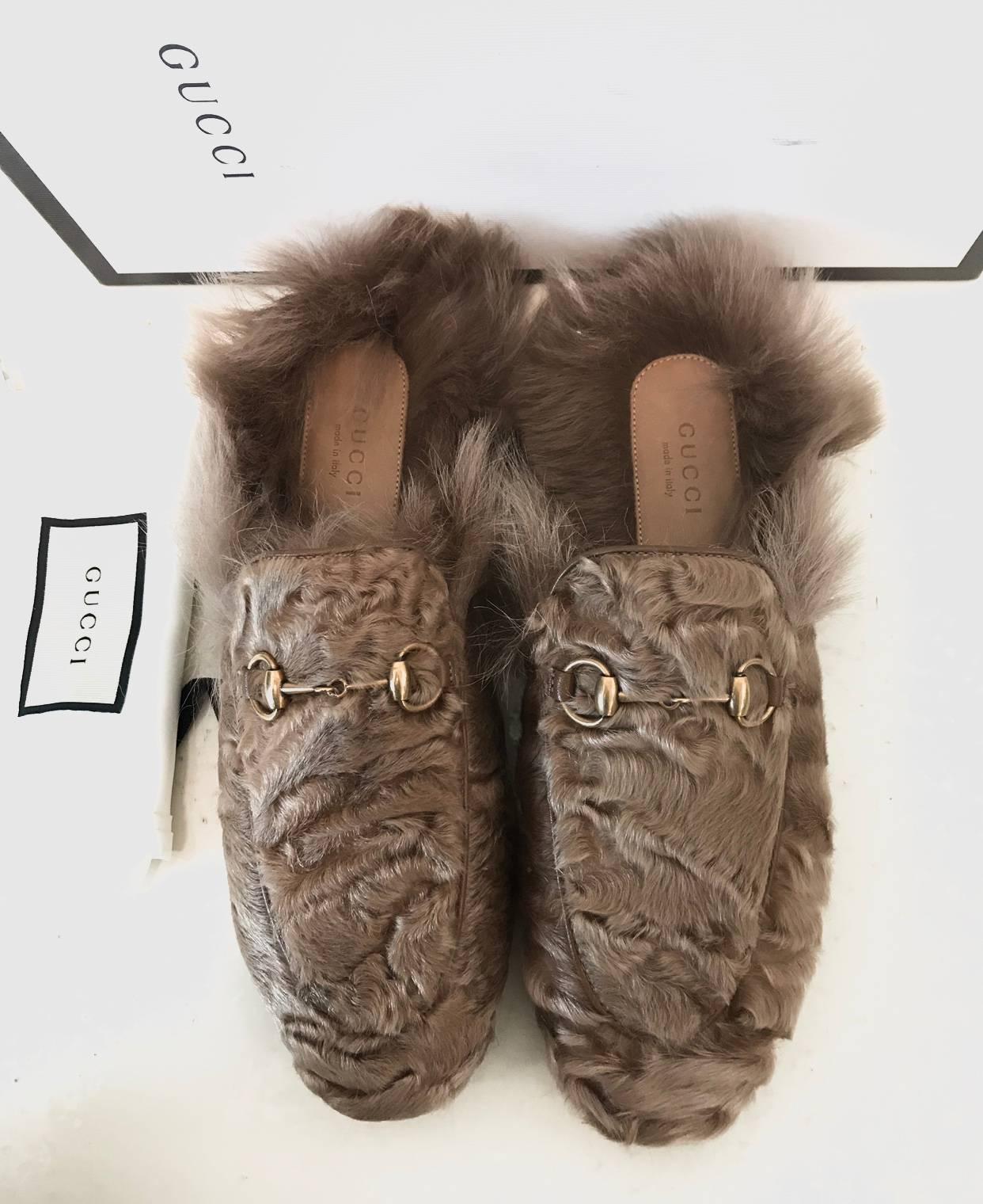 Gucci  Princentown Moccasins in Beige Fur 2017 For Sale 2