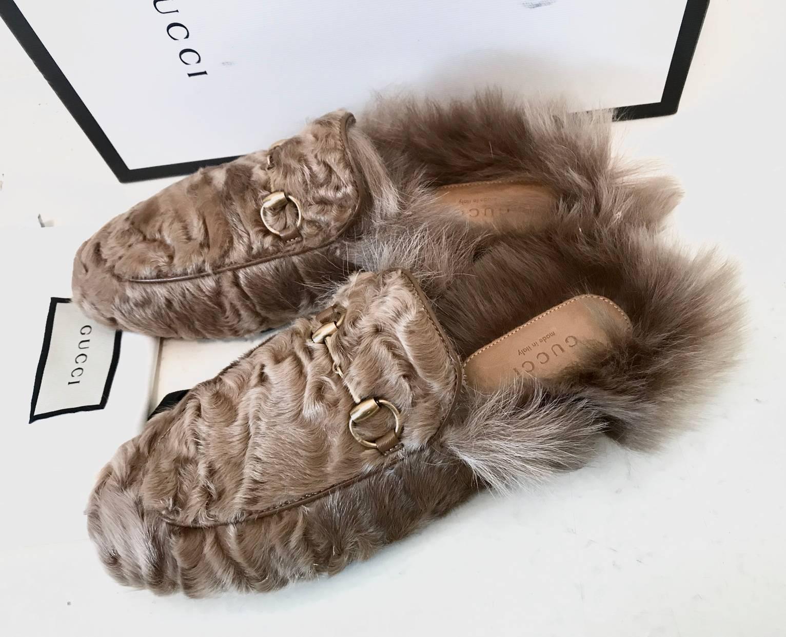 Gucci  Princentown Moccasins in Beige Fur 2017 For Sale 3