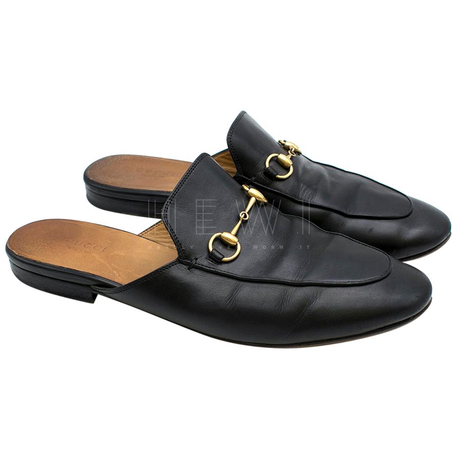 Gucci Princetown Black Leather Slippers SIZE 41