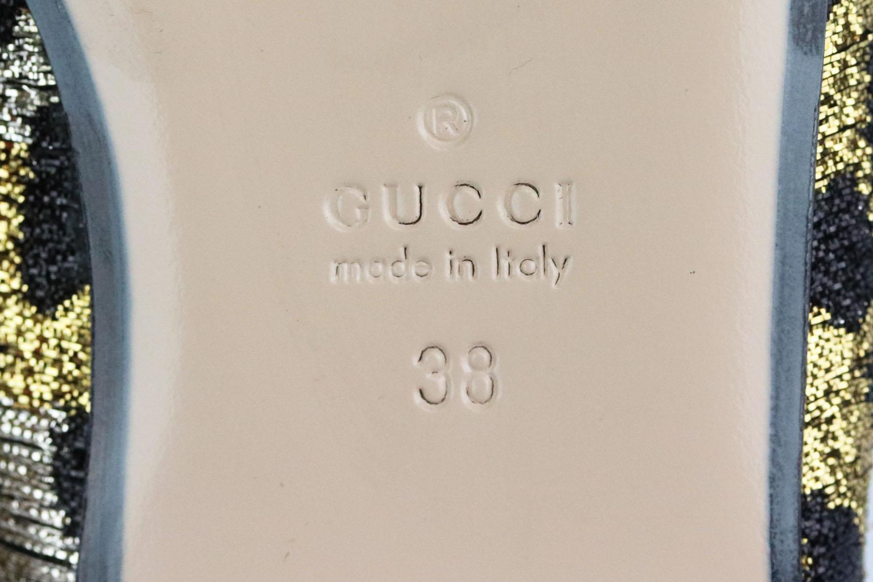 Donna Gucci Princetown ricamato con stampa leopardo in lurex Pantofole EU 38 UK 5 US 8