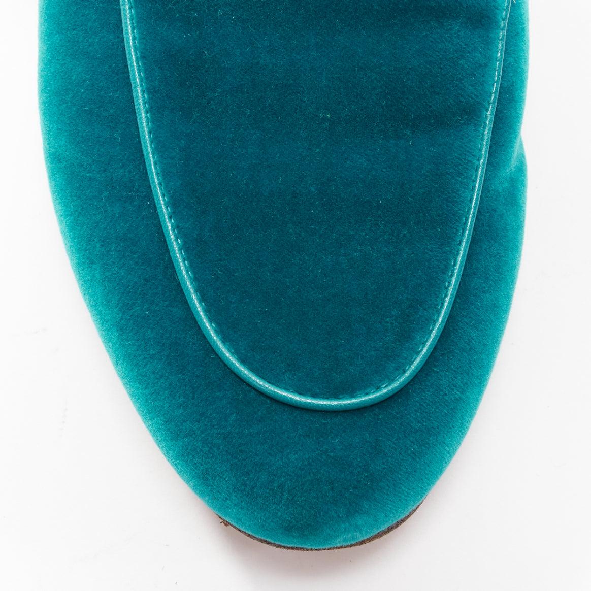 Gucci Princetown in velluto verde con fibbia e pelliccia foderata di mocassini EU37 in vendita 1
