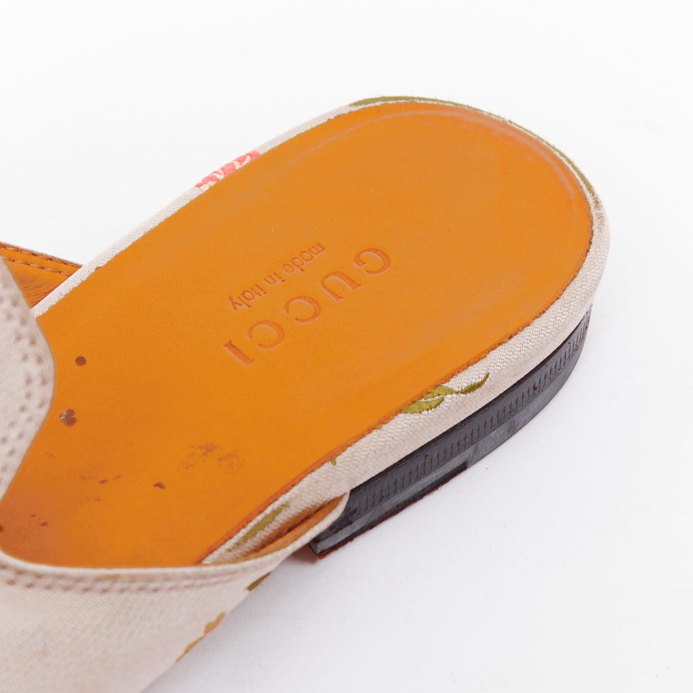 GUCCI Princetown gris jacquard floral dorado mocasín horsebit EU38 en venta 5