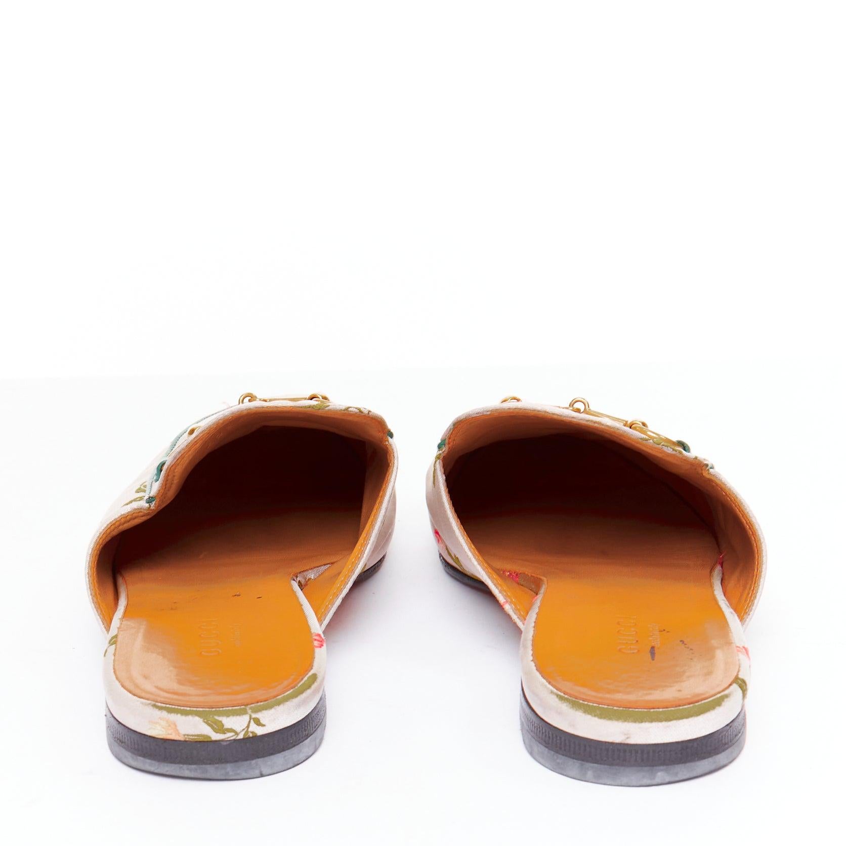 De las mujeres GUCCI Princetown gris jacquard floral dorado mocasín horsebit EU38 en venta