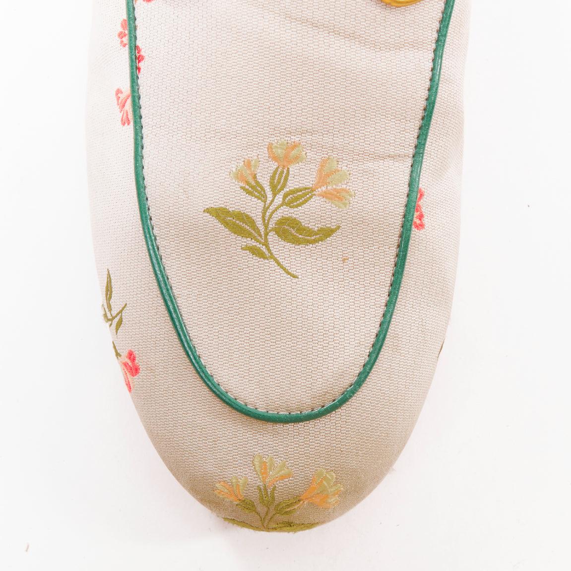 GUCCI Princetown gris jacquard floral dorado mocasín horsebit EU38 en venta 1