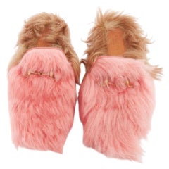 GUCCI Princetown high pile fluffy fur gold horsebit slip on loafer mule EU36