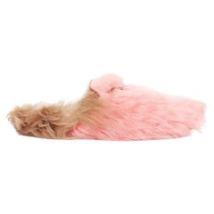 GUCCI Princetown high pile fluffy fur gold horsebit slip on loafer mule EU36