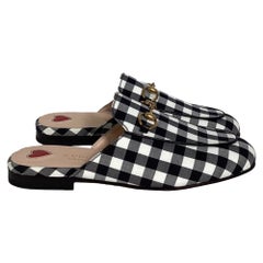 Gucci Princetown Horsebit Check Mules in Multicolor Cotton