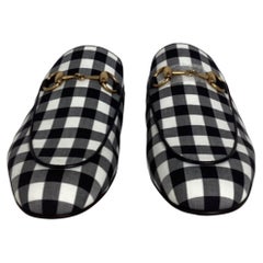 Gucci Princetown Horsebit Check Mules in Multicolor Cotton