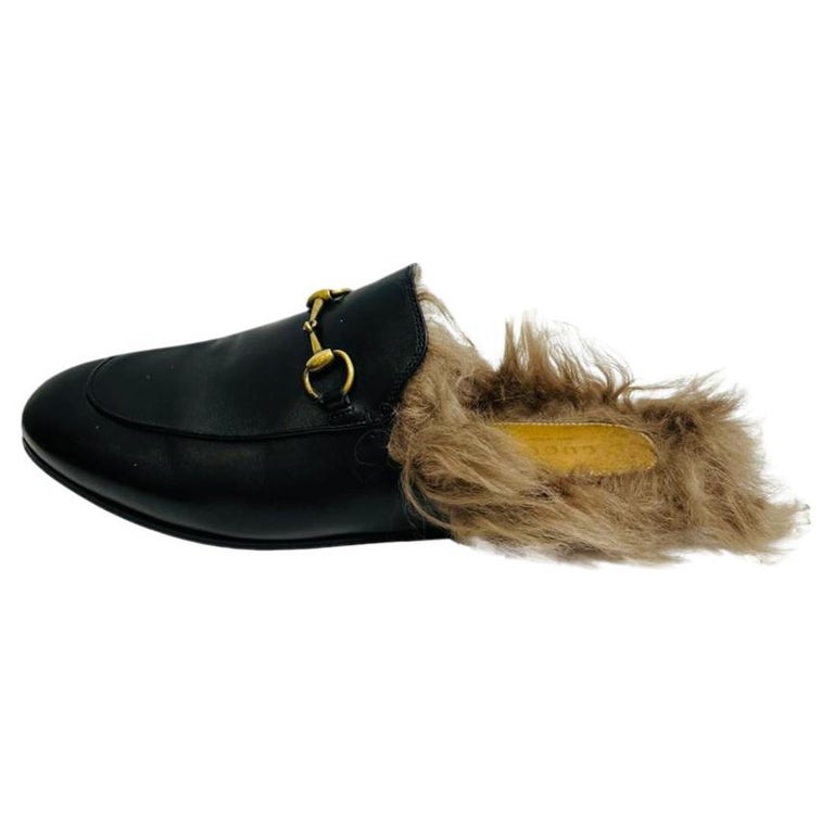 Gucci Princetown Leather Shearling-Lined Mules at 1stDibs