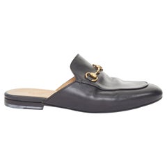 GUCCI Princetown leather signature horsebit backless classic loafer mules EU37