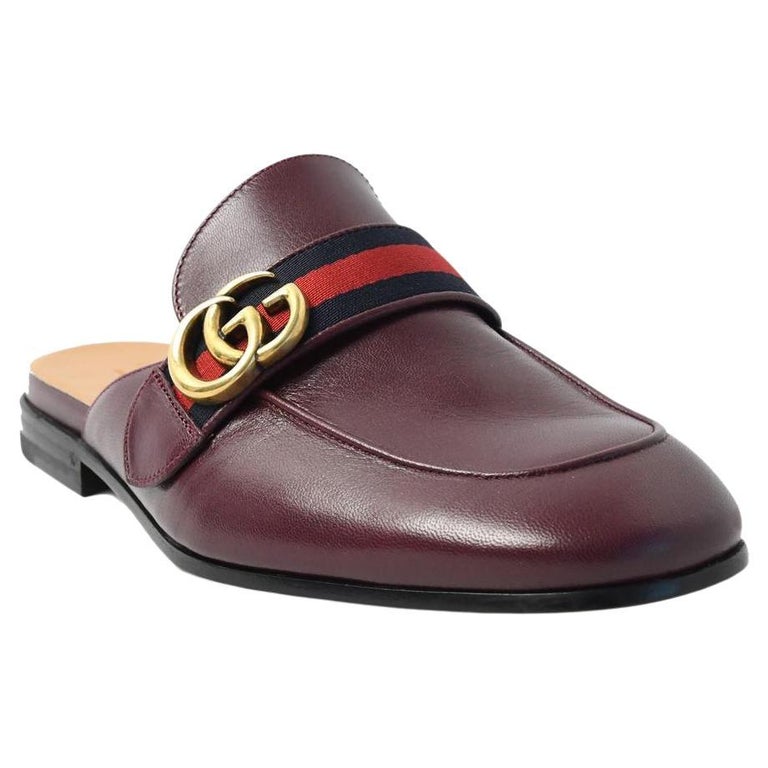 Gucci Princetown Leather Slippers With Double G For Sale at 1stDibs