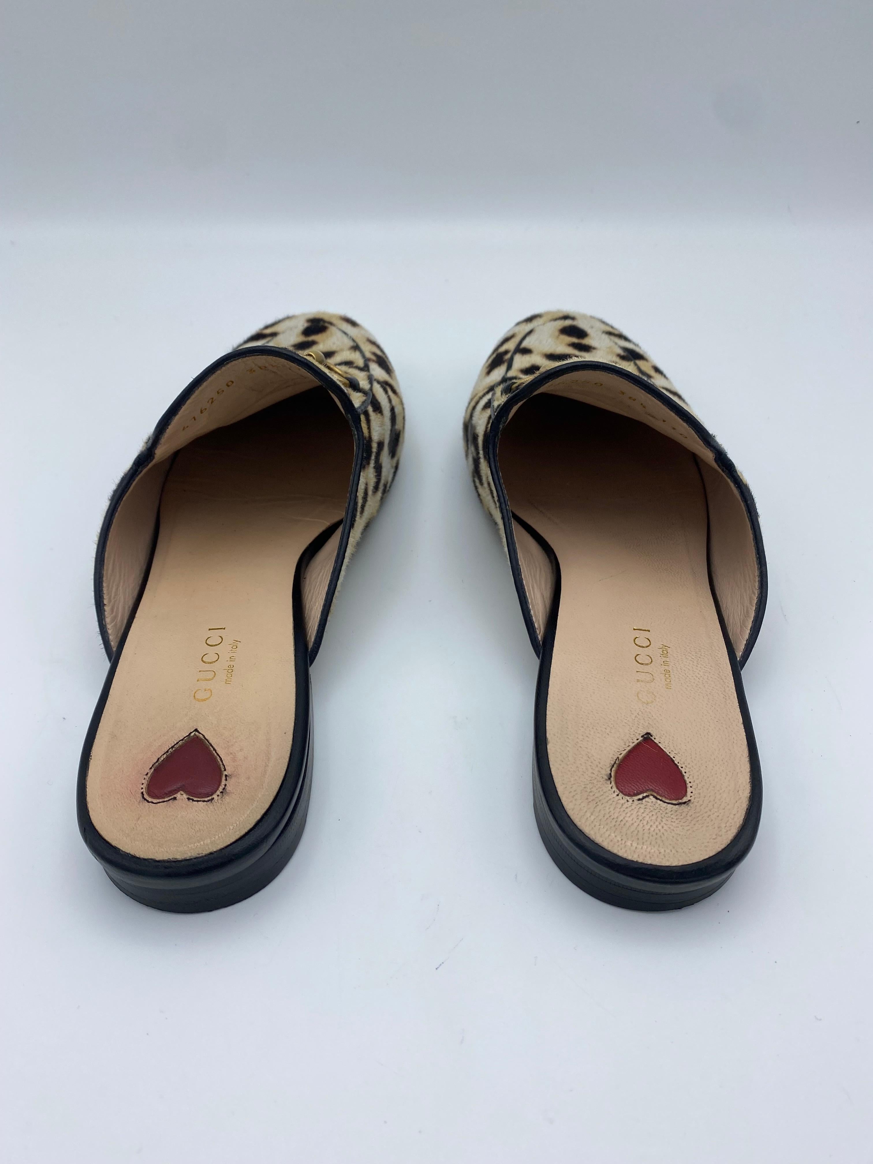 Women's Gucci Princetown Leopard Calf Hair Slippers, Size  38.5