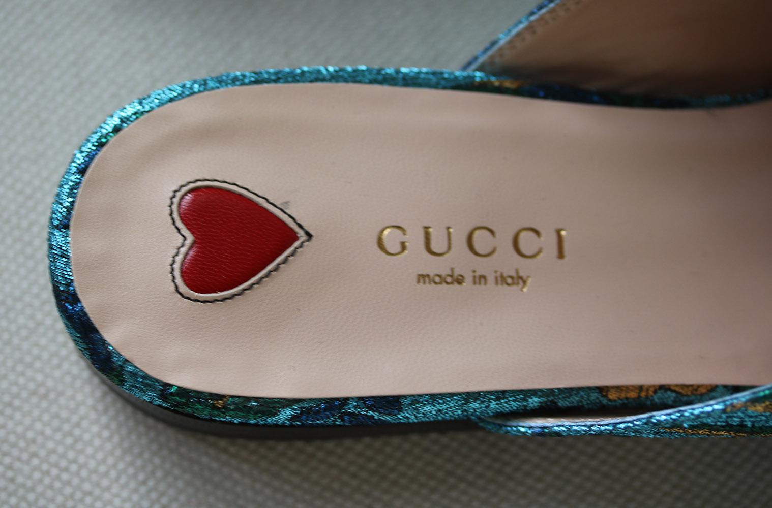 Gucci Princetown Metallic Jacquard Slippers In New Condition In London, GB