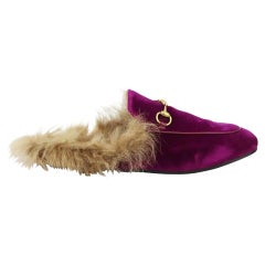 Gucci Princetown Shearling Lined Velvet Slippers EU 38 UK 5 US 8 