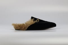 Gucci Princetown Shearling Lined Velvet Slippers Eu 41 Uk 8 Us 11