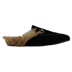 Gucci Princetown Shearling Lined Velvet Slippers Eu 41 Uk 8 Us 11