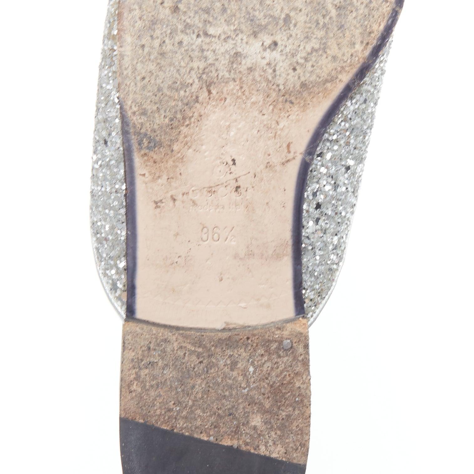 GUCCI Princetown silver glitter gold horsebit slip on loafer mules EU36.5 For Sale 5