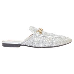 GUCCI Princetown silver glitter gold horsebit slip on loafer mules EU36.5