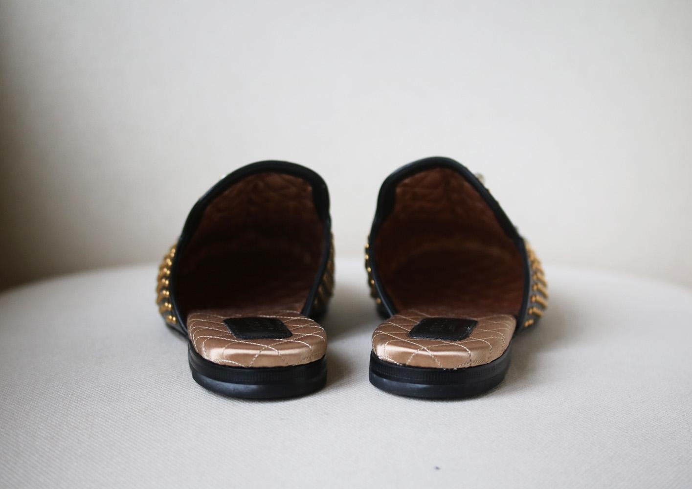 Gucci Princetown Studded Leather Slippers In New Condition In London, GB