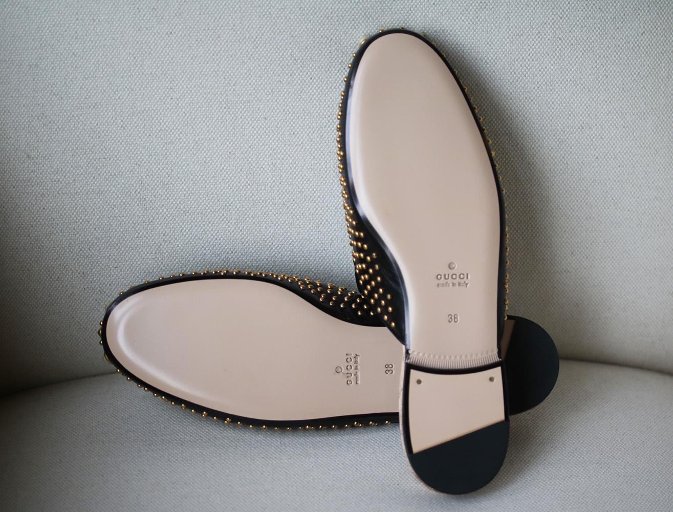 Women's Gucci Princetown Studded Leather Slippers