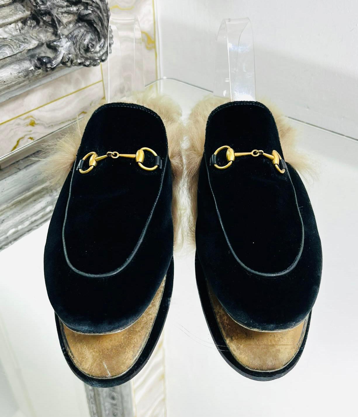 Gucci Princetown Suede Shearling-Lined Mules In Excellent Condition In London, GB