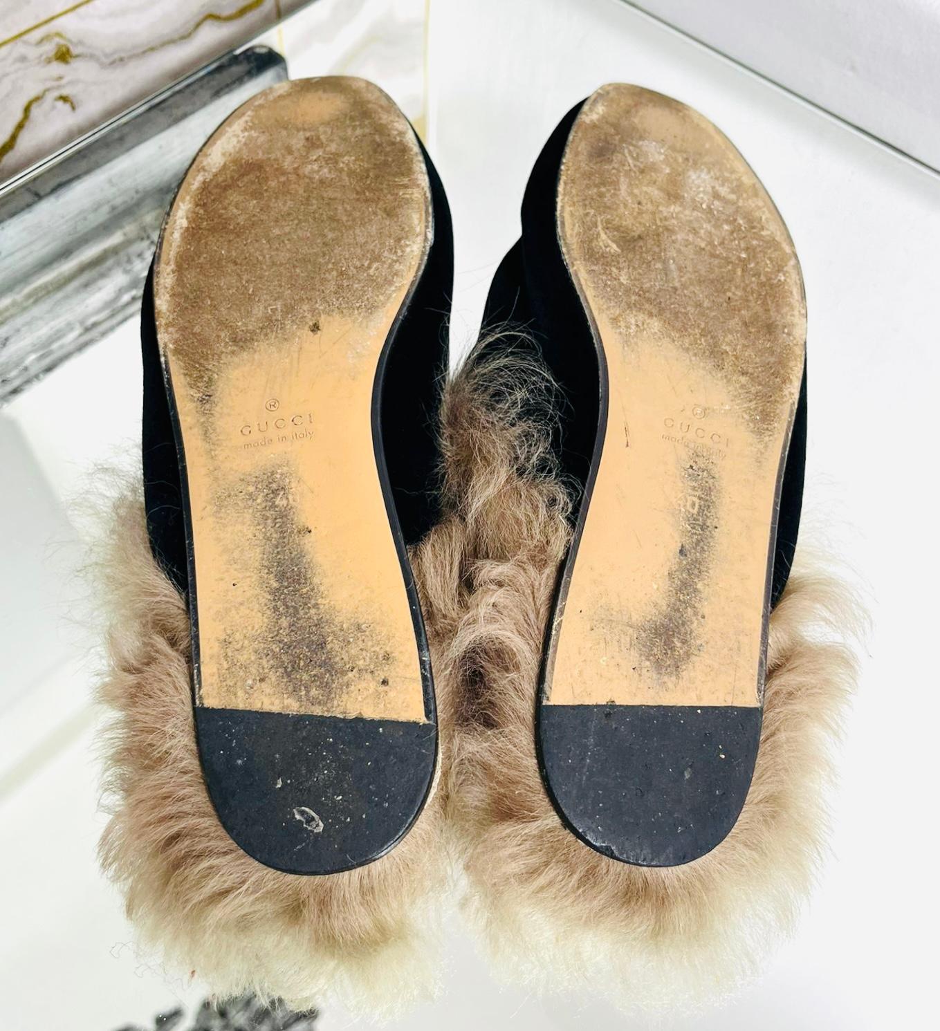 Gucci Princetown Suede Shearling-Lined Mules 2