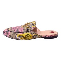 Gucci Princetown Tiger & Floral Print Canvas Mules - EU 38.5