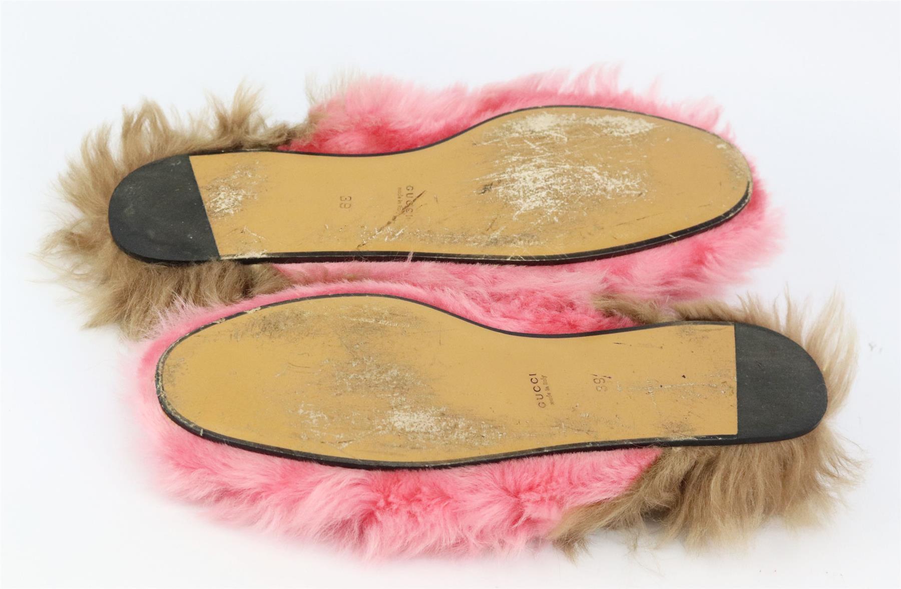 Gucci Princetown Two Tone Shearling Slippers EU 39 UK 6 US 9  In Excellent Condition In London, GB
