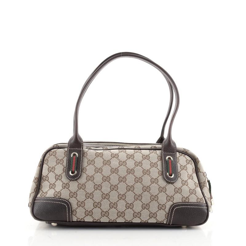 Gray Gucci Princy Boston Bag GG Canvas Small
