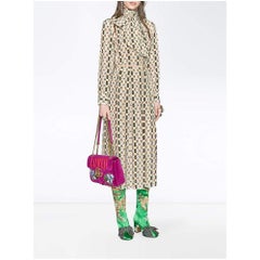 GUCCI Print Silk Shirt with Web GG Print IT42 US4-6