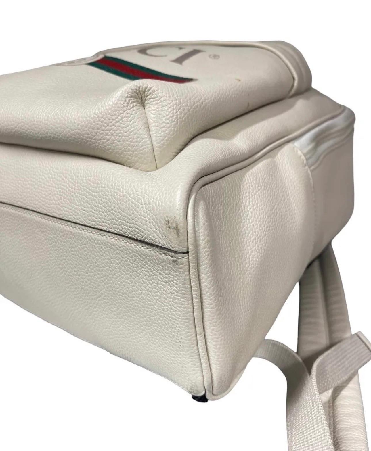 Zaino in pelle bianca con stampa Gucci 6