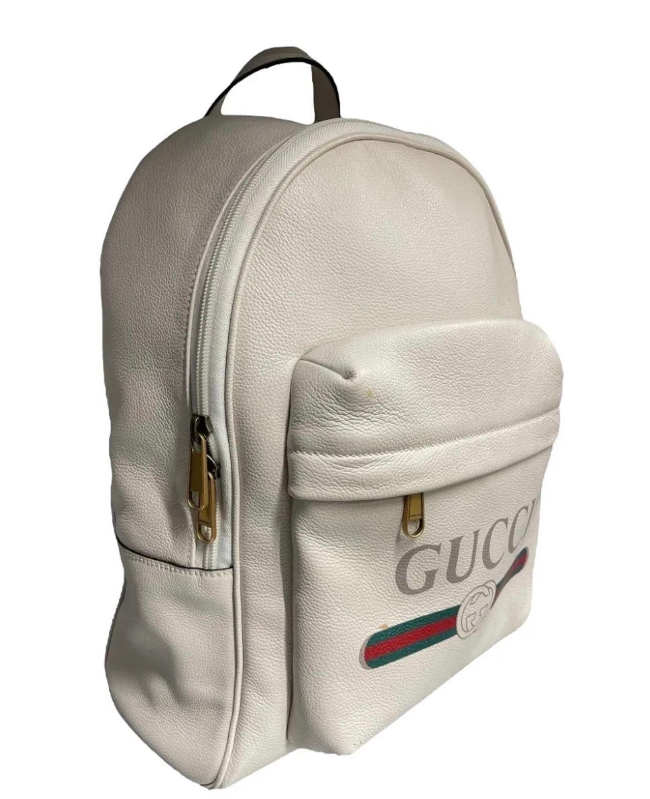Zaino in pelle bianca con stampa Gucci In condizioni buone a Torre Del Greco, IT
