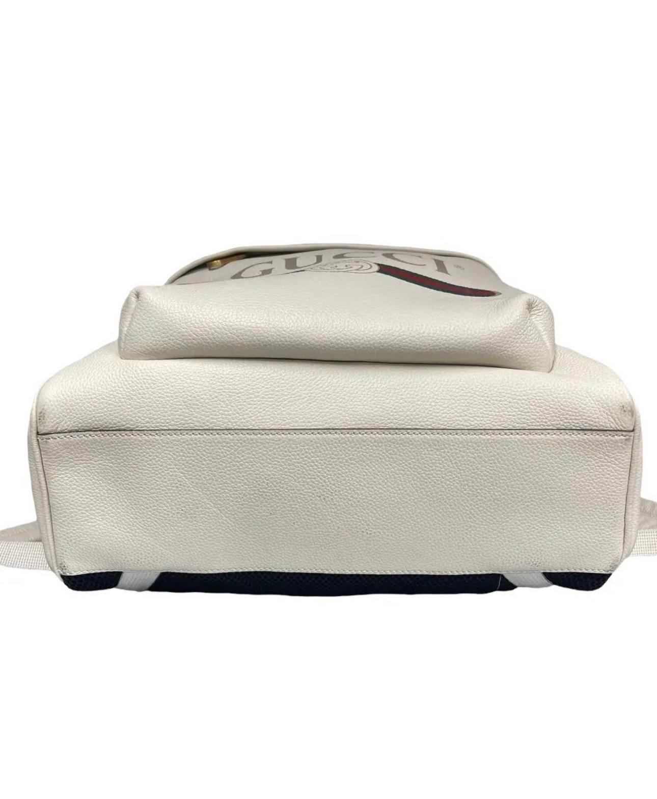 Zaino in pelle bianca con stampa Gucci 2
