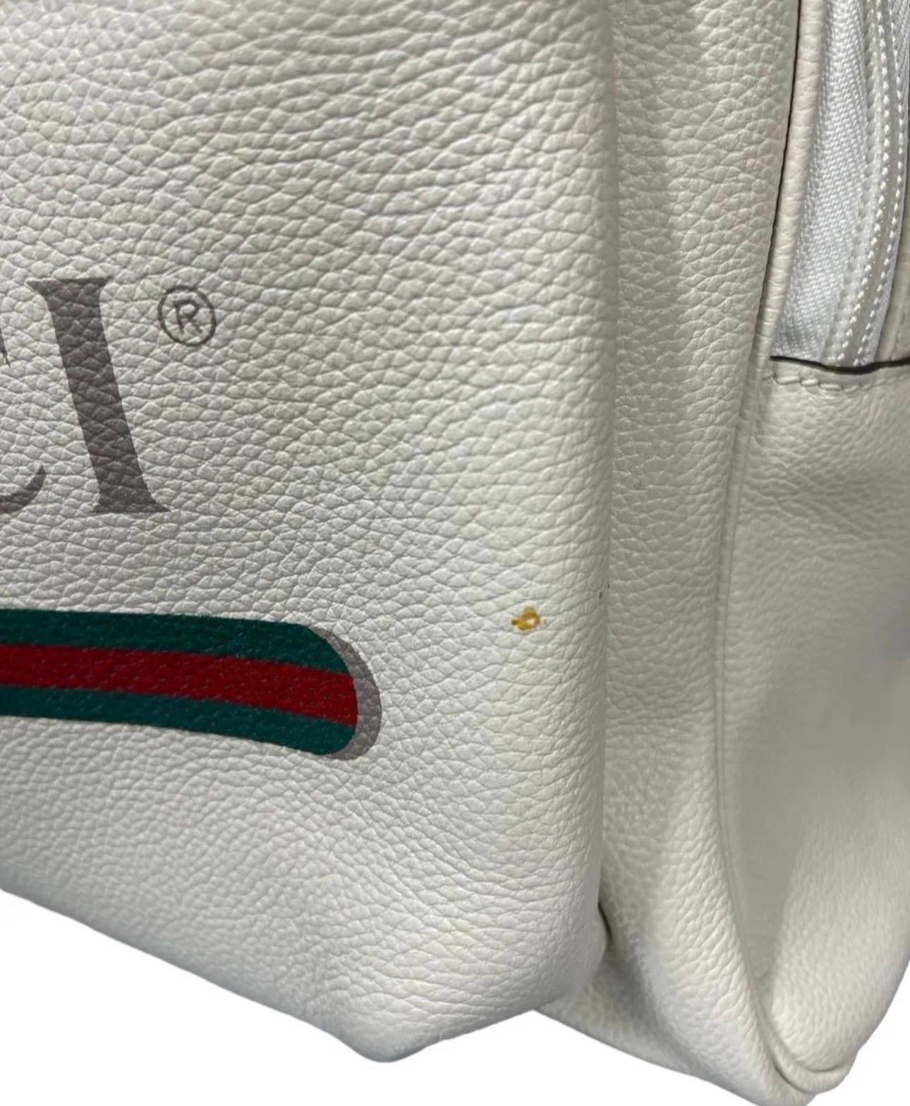 Gucci Print White Leather Backpack 1