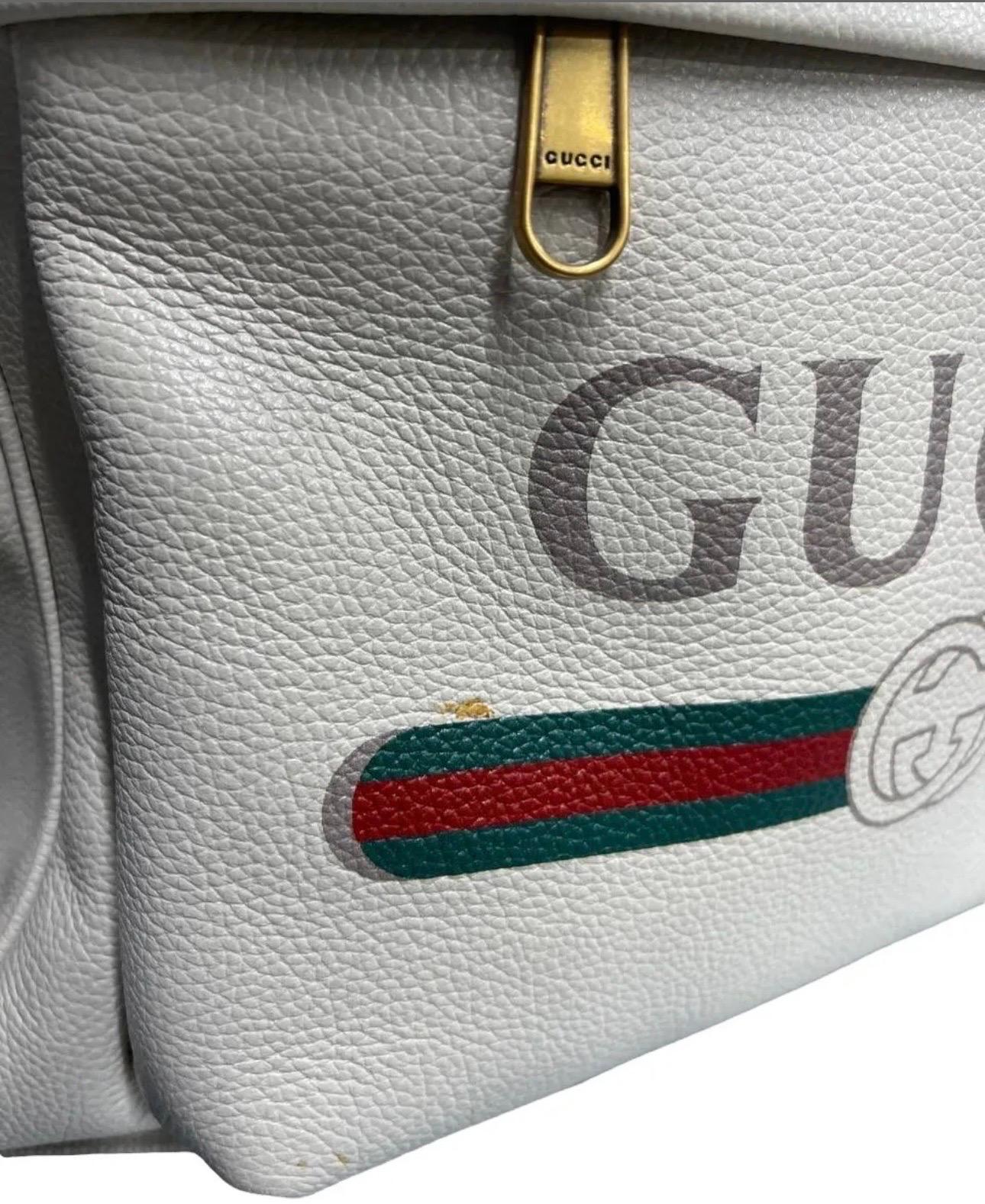 Gucci Print White Leather Backpack 2