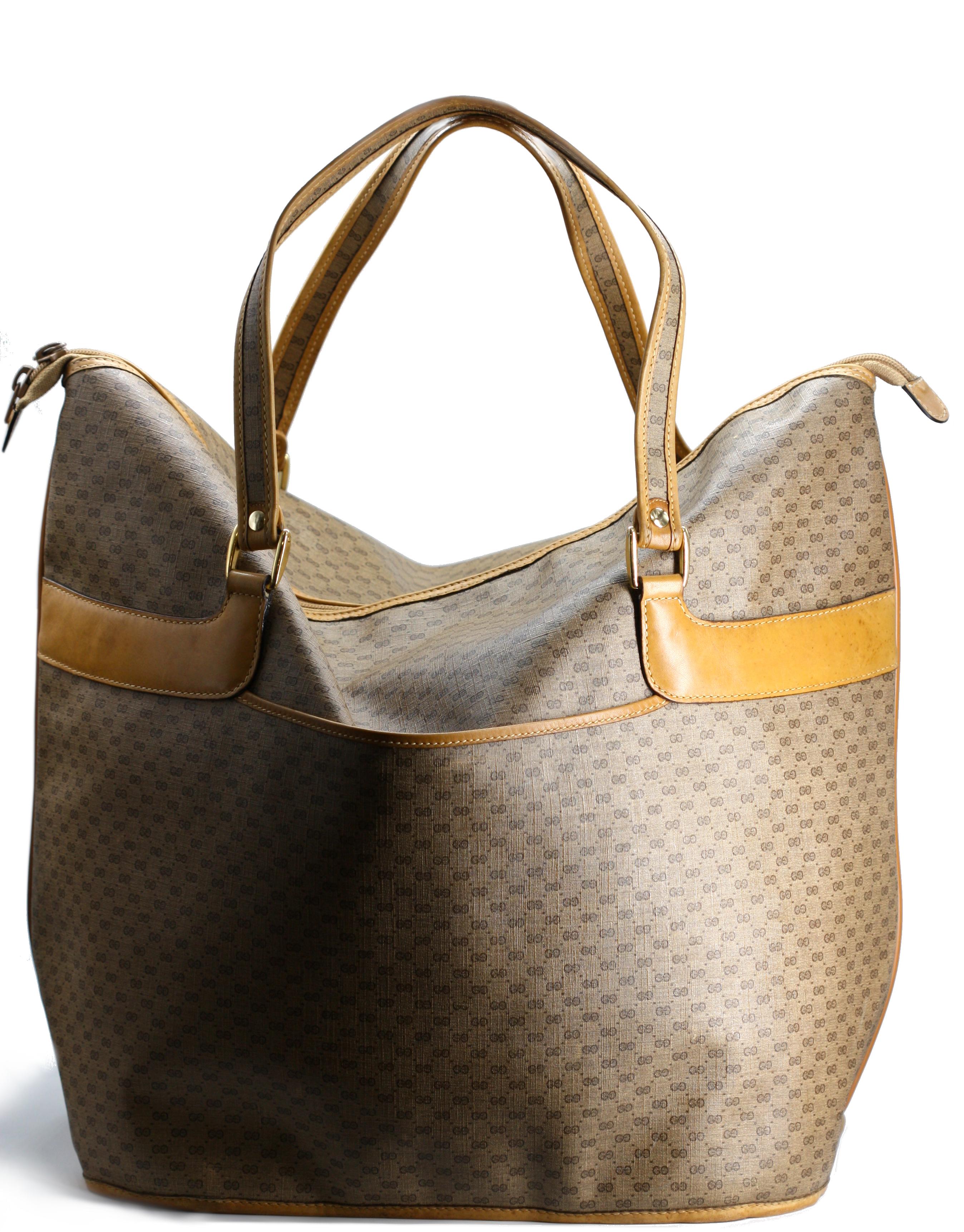 Gucci Printed Canvas and Leather Large Travel Bag For Sale 1