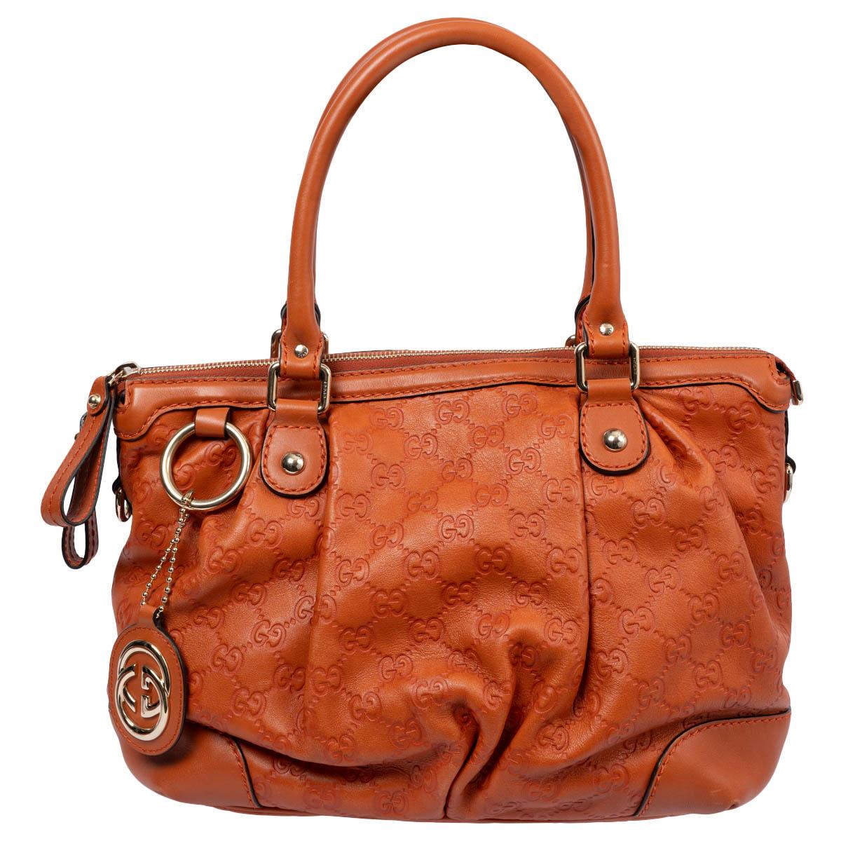 GUCCI pumpkin orange Guccissima leather SUKEY MEDIUM Shoulder Bag For Sale