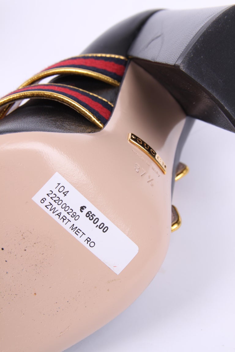 Gucci Pumps Blue/Red Strap black at 1stDibs black gucci pumps