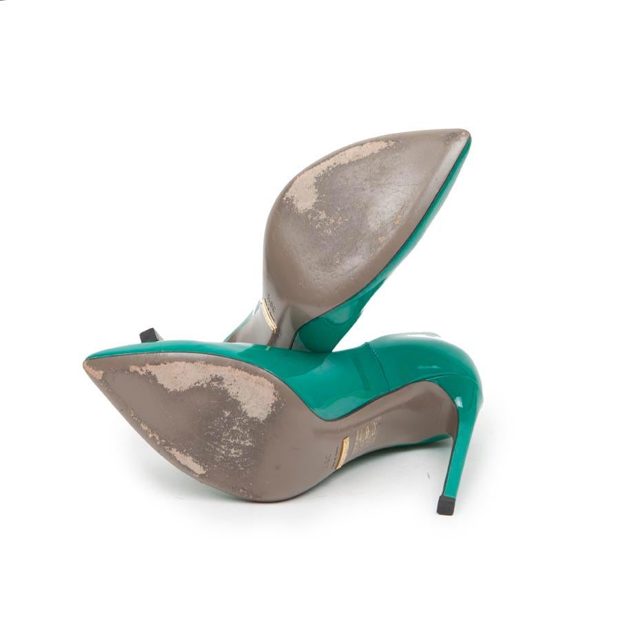 green leather heels